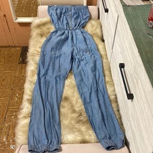 Jean strapless jumpsuit new size small